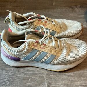 Adidas Women's White and Blue Sneakers